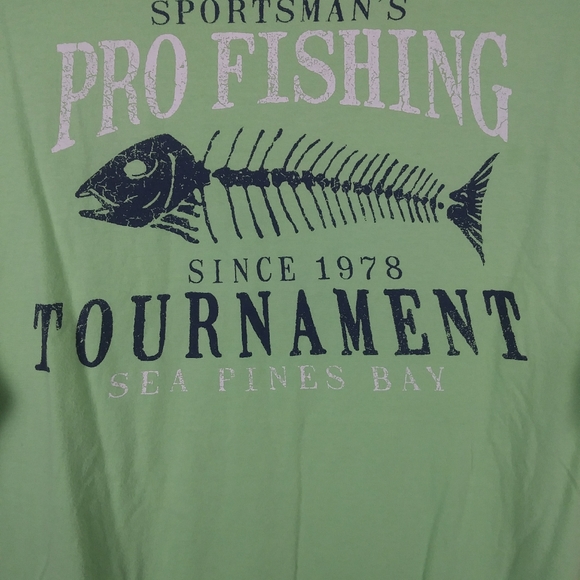 Chaps Green Fishing Cotton T-Shirt Size Large - Picture 2 of 6
